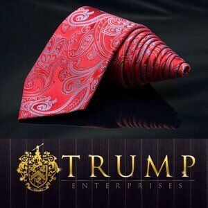DONALD J. TRUMP  MEN'S TIE 100% SILK  Red Blue Paisley 61”
